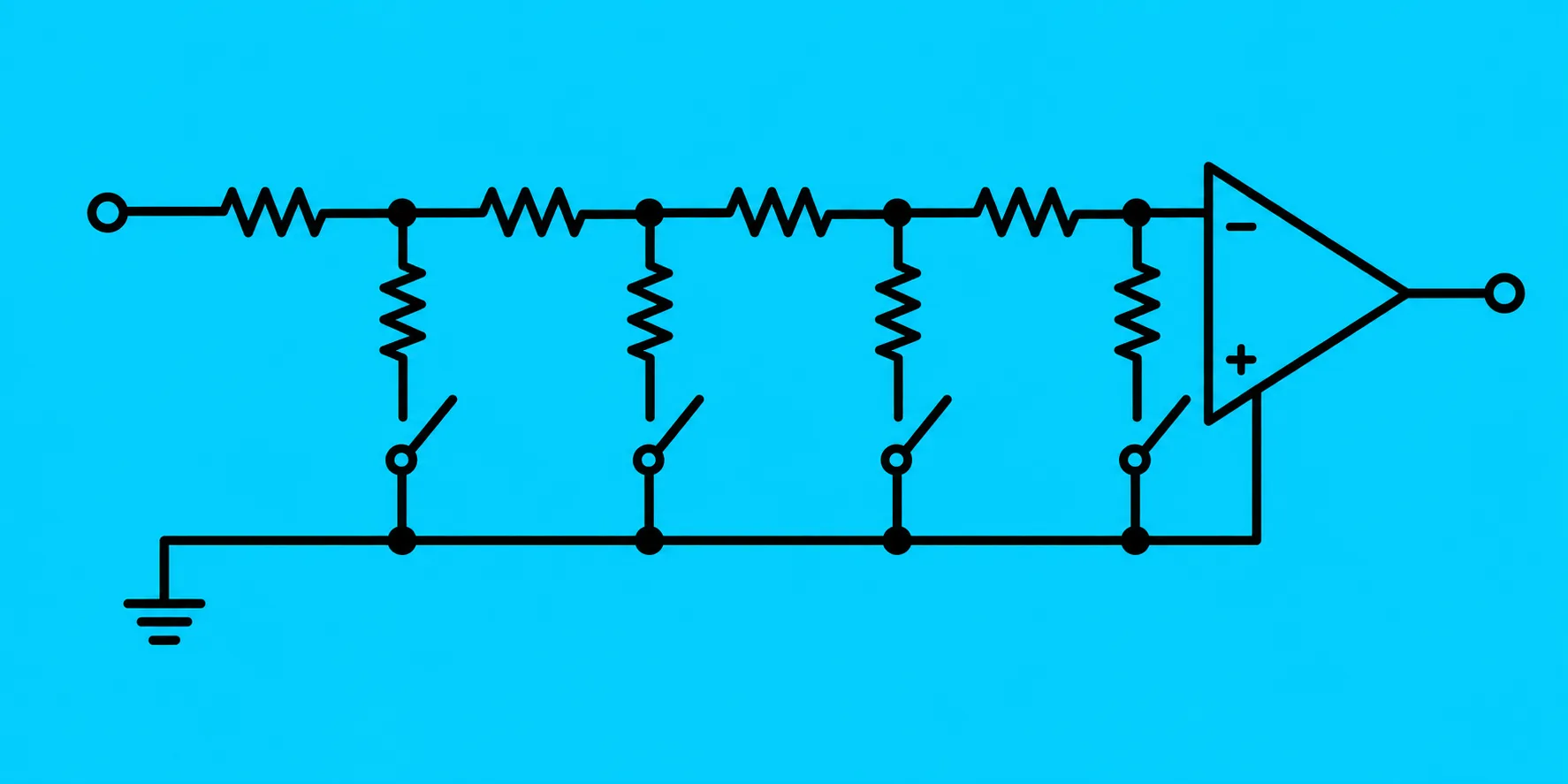 R-2R merdiven tipi DAC devre şeması R-2R merdiven dirençli DAC devresinin yapısını gösteren şema